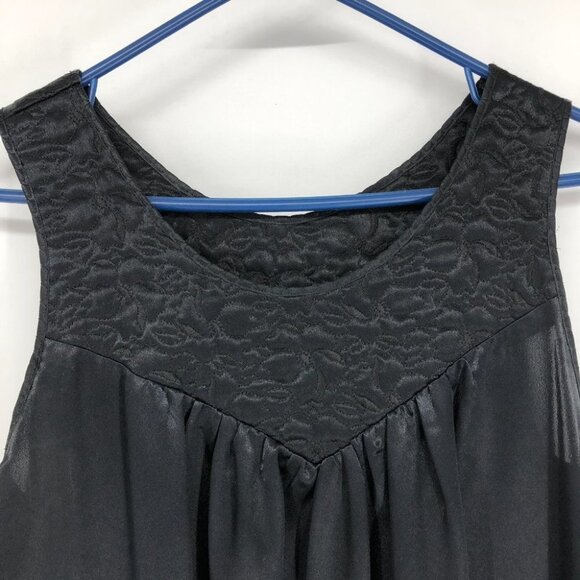 Vintage Giussepe Spinelli Black Satin Full Length Nightgown sleeveless maxi ~M - Picture 3 of 12